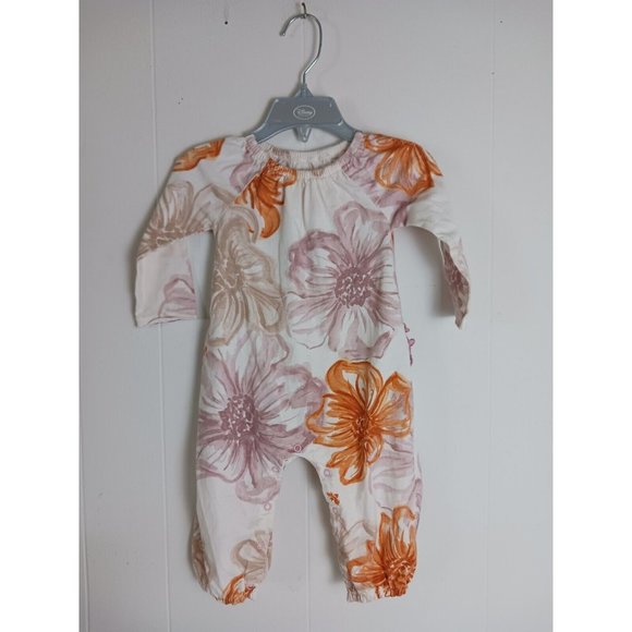 Burts Bee Baby Long Sleeve One Piece Floral Design Romper Girls Size 6-9M - Picture 8 of 8